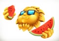 Fun summer sun with watermelon. vector icon Royalty Free Stock Photo