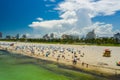 Fun summer vacation in Miami Beach aerial coastal photo