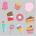 Fun trendy vintage sticker dessert fashion badges