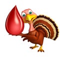 fun Turkey cartoon character with blood drop