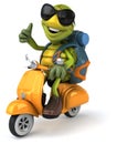 Fun turtle traveling - 3D Illustration Royalty Free Stock Photo