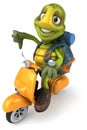 Fun turtle traveling - 3D Illustration Royalty Free Stock Photo