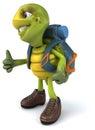 Fun turtle traveling - 3D Illustration Royalty Free Stock Photo