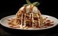Fun twist on an Italian dish of spaghetti servico with ice cream sauce.