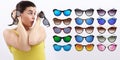 Fun woman with sunglasses, sale concept Royalty Free Stock Photo