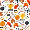 Fun wonky sporting icons seamless pattern background Royalty Free Stock Photo