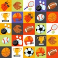 Fun Wonky Sporting Icons Tiles Background Royalty Free Stock Photo