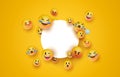 Fun yellow emoji icon white circle frame template Royalty Free Stock Photo