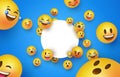 Fun yellow smiley icon white circle frame template Royalty Free Stock Photo