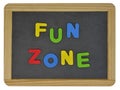 Fun Zone in colored letters on slate