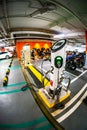 Electric vehicles charging points in Funan Mall car park, Singapore. Royalty Free Stock Photo