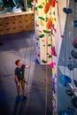 Rock Climbing in Funan mall, Singapore. Royalty Free Stock Photo