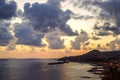 Funchal city, aerial view during sunset, Madeira Island Royalty Free Stock Photo