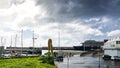 FUNCHAL, MADEIRA ISLAND - February 20, 2022: Port of Madeira. Ship liner on the pier. City of Funchal