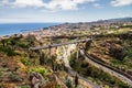 Funchal, Madeira - July, 2018. Madeira island Portugal typical landscape, Funchal city panorama view from botanical garden Royalty Free Stock Photo