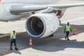 TAP Portugal Airbus A319-111 at Funchal Cristiano Ronaldo Airport, boarding passengers.This airpo Royalty Free Stock Photo