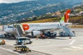 TAP Portugal Airbus A319-111 at Funchal Cristiano Ronaldo Airport, boarding passengers.This airpo