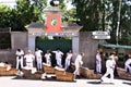 Funchal, Madeira, Portugal: Traditional descent with `Carros de cesto` in portoguese language means `straw chari