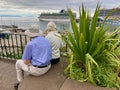 Elderly couple on a giant cruise ship