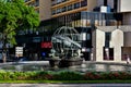 Funchal, Madeira - Portugal November 19, 2019 : Large Fountain in middle of the main roads into the City of Funchal on the island Royalty Free Stock Photo