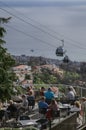 Funchal, Madeira, Portugal - a sunny day; the funicular and the ocean. Royalty Free Stock Photo