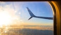 an tui airplane wing in the air Royalty Free Stock Photo