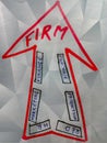 function of firm displayed on arrow shape art presentation