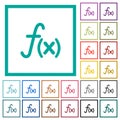 Function flat color icons with quadrant frames Royalty Free Stock Photo