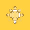 Function, instruction, logic, operation, meeting Flat Line Filled Icon. Beautiful Logo button over yellow background for UI and UX