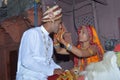 .A function of the wedding of the mouth in which the sister-in-law applies kajal to her brother-in-law`s eyes and then sends them