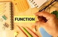 Function Word Written In Wooden Cube, concept