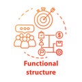 Functional corporate structure concept icon. Business strategy idea thin line illustration. Management and workflow