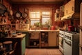 Functional Kitchen Setup Stove, Sink, Fridge, Dishwasher. Generative AI