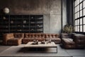 Functional Living room industrial style. Generate Ai