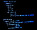 Functional programming code - declarative paradigm, blue color Royalty Free Stock Photo