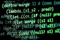 Functional programming code -  declarative paradigm, green color Royalty Free Stock Photo