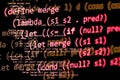 Functional programming code -  declarative paradigm, red color Royalty Free Stock Photo