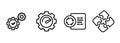 Functional stress test regression and compatibility software testing icon set outline line black in white