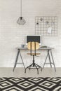 Functional study area with desk Royalty Free Stock Photo