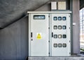 Functioning Electric Meter Panel with a Danger Sign Royalty Free Stock Photo