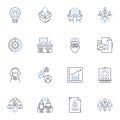 Functioning line icons collection. Efficiency, Performance, Capability, Operation, Productivity, Reliability, Working
