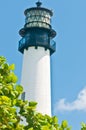 Functioning, tropical lighthouse with three windows, metal walk around