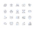 Fund advising line icons collection. Investments, Wealth, Portfolio, Diversification, Profits, Management, Strategy