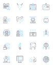 Fundamental freedoms linear icons set. Liberty, Equality, Democracy, Sovereignty, Humanism, Justice, Civil line vector