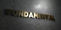 Fundamental - Gold text on black background - 3D rendered royalty free stock picture