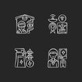 Fundamental services chalk white icons set on black background Royalty Free Stock Photo