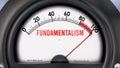 Fundamentalism that is hitting a full scale, showing a very high level of fundamentalism. Rising or maximum va Royalty Free Stock Photo
