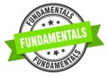 fundamentals label sign. round stamp. band. ribbon