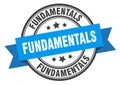 fundamentals label sign. round stamp. band. ribbon