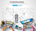 Fundraising concept with Doodle design style